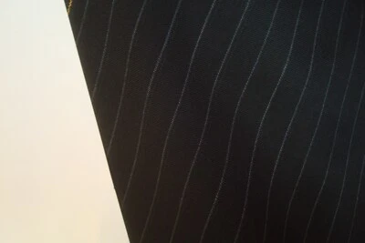 TELA DE LANA 4 yardas de lujo Super 120s traje 8 oz negro gris raya 144" BTP Foto 1 de 4