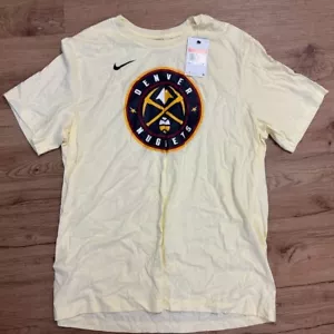 Nike Denver Nuggets Yellow T-Shirt NBA Size Large Jokic Jamal Essential - Picture 1 of 3