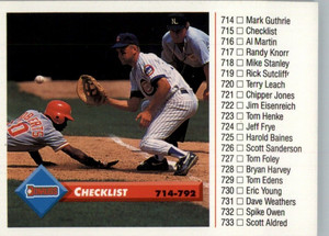 1993 Donruss Baseball -  #715 Checklist (714-793)