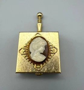 Vintage Damen Taschenaschenbecher RAR Cameo Design Silent Butler filigran goldfarben - Bild 1 von 8