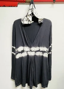BOSTON PROPER gray white Tie-Dye Hooded Tunic Top / Shirt - Women’s Size M - Picture 1 of 4