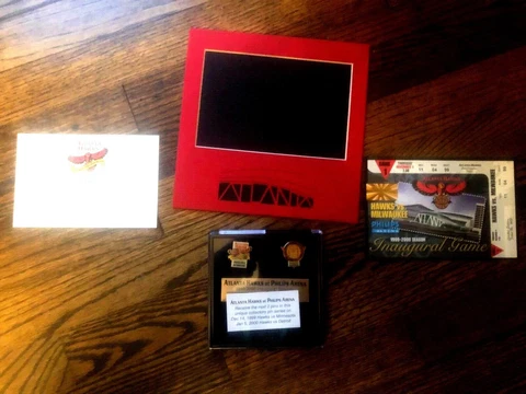 1999 Philips Arena - Atlanta Hawks Inaugural Game -  Commemorative Ticket + Pins Cover