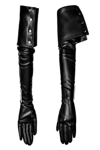 Alexsandre Akhalkatsishvili Sexy Very Long Vegan Patent Leather Opera Gloves New - Picture 1 of 12