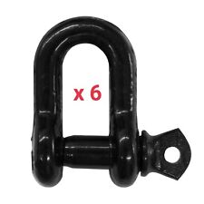 Pinnacle 8mm D Shackle Black Heavy Duty 750kg Working Load Limit - 6 Pack