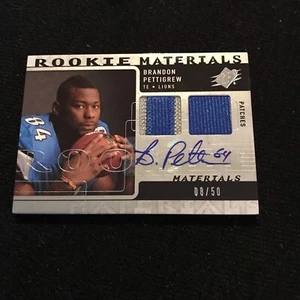 2009 Upper Deck SPx Brandon Pettigrew Silver RC Rookie Dual Patch Auto 08/50 - Picture 1 of 2