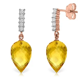 19.15 Carat 14K Solid Rose Gold Gemstone Earrings Diamond Citrine - Picture 1 of 3