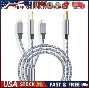 1m 3ft 3 in 1 3.5mm Male Car Stereo Speaker Audio Aux Cable for iPhone/USB-C/3.5 - Picture 1 of 16