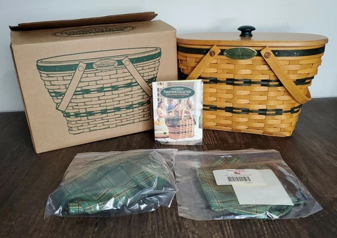 Longaberger Fellowship Basket Traditions Collection Combo Lid Box Liner New Cover