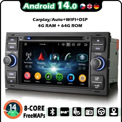 Android 14 Carplay Autoradio DVD GPS Ford Focus C-Max Fiesta Transit Galaxy Kuga - Bild 1 von 4