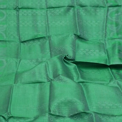 Vintage Green Dual Tone 100% Pure Silk Woven Sari Remnant 5YD Craft Fabric Scrap - Image 1 of 4