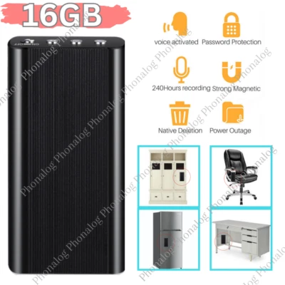 240 Hr Spy Mini MP3 Digital Voice Activated Recorder 16GB Audio Recording Device - Image 1 of 4