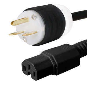 NEMA 6-15P to C15 Power Cord - 3 ft, 15A/250V 14 AWG - Iron Box # IBX-2198-03 - Picture 1 of 1