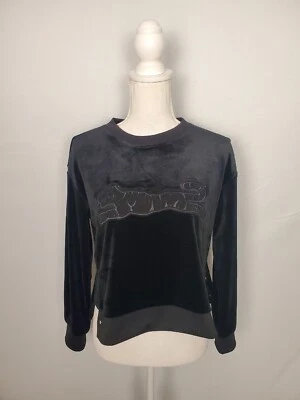 Sudadera Le Tigre Terciopelo Negra Logo Joyas Lados Con Cordones Para Mujer Pequeña. Foto 1 de 4