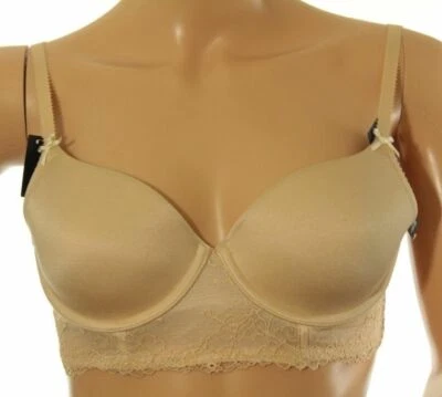 Sujetador de encaje francés liso línea larga beige Heidi Klum para mujer Foto 1 de 4