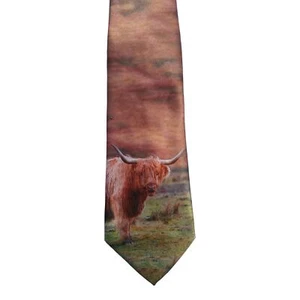 Highland Cattle 100% Polyester Classic Tie - Picture 1 of 1