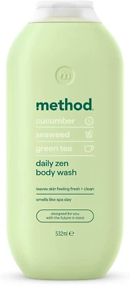 ECOVER LTD Method Body Wash, Daily Zen, Shower Gel, Vibrant Cucumber, Seaweed& Green Tea