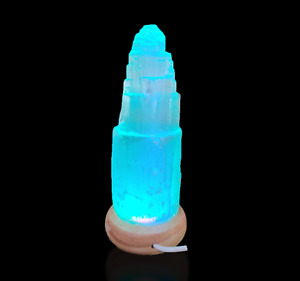 Selenite Crystal USB Lamp Mountain Colour Changing Healing Lamp Christmas Gift