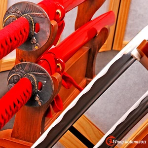 Juego de Espadas de Combate Agudas Samurai Japonés 1095 Acero 40''Katana+30''Wakizashi 2 piezas - Imagen 1 de 12