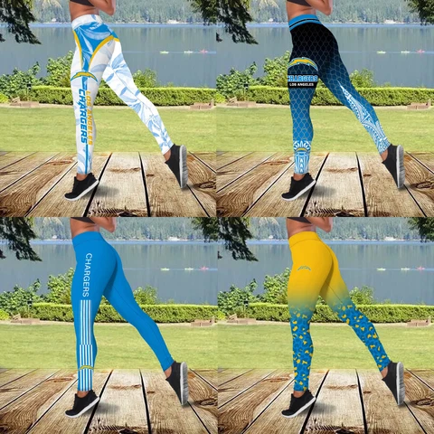 Los Angeles Chargers High Waist Yoga Pants Women's Fitness Leggings Gym Trousers Cover