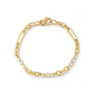 0.72ct Round Cut Lab Grown Diamond GIA VS1 10kt solid gold 6.5in chain bracelet - Image 1 of 4