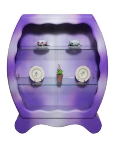 The Scalloped Display Case - Lilac Wooden Display - 99x30x117cm - Foto 1 di 5