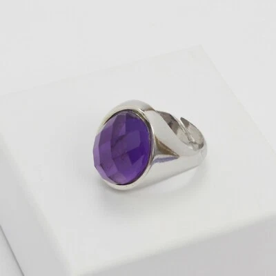 ANELLO REGOLABILE IN ARGENTO 925 CON AMETISTA FACCETTATA OVALE AGNK 066 - Immagine 1 di 2
