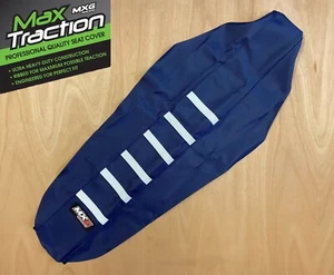 HUSQVARNA HUSKY TC FC 2019-2022 RIBBED SEAT COVER BLUE + WHITE STRIPES RIBS MXG - Picture 1 of 2