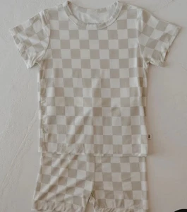 Forever French Unisex Kleinkind 2-3 Jahre neutral hellbraun Schachbrett Bambus Short Set - Bild 1 von 3