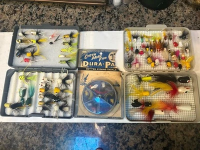 RARE Vintage Fly Fishing Lures Handmade Flies Poppers Unique Collection Baits - Image 1 of 4