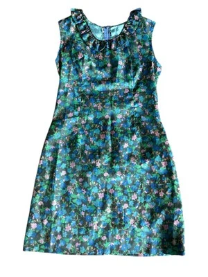 Vestido Mini Cambio Vintage Años 60 Mod Azul Estampado Floral Sin Mangas Floral Verano XS Foto 1 de 4