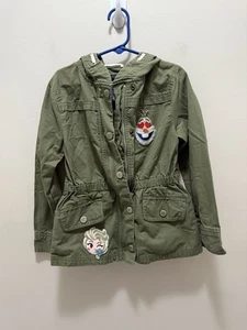 GapKids Disney Frozen Army Green Utility Jacket with Elsa & Olaf  Small - Picture 1 of 11