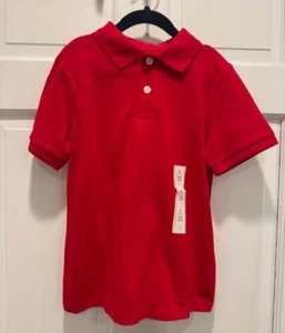 NEW Cat & Jack Red Collar Uniform Short Sleeve Polo (S 6/7) - Picture 1 of 4