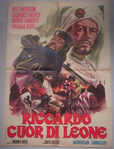 Manifesto RICCARDO CUOR DI LEONE 1954 RARISSIMO!! HARRISON WARNER BROS CASARO 2F - Picture 1 of 1