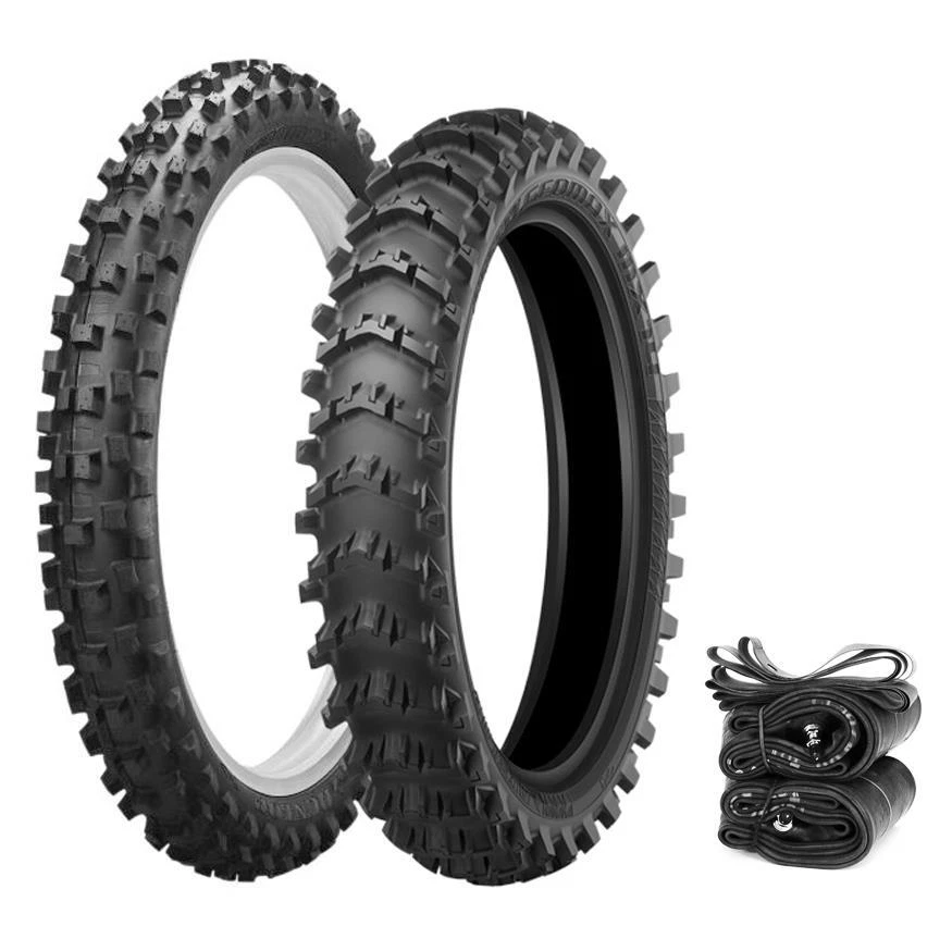 Dunlop Geomax MX14 MX3S Tires Tubes Rim Strips Set Moto Honda CRF250R 2004-2018 Foto 1 de 1