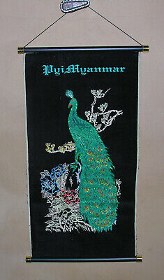 Wandbehang Mit Pfau,  Herkunft Myanmar / Burma  Dekoration Raumschmuck  • 2.22€
