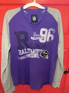 Men’s Baltimore Ravens Ribbed Distressed Long Sleeve Shirt Purple/Gray XL - Picture 1 of 24