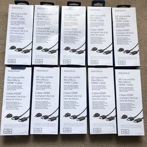 Lot 10X Insignia 6ft Mini / Micro HDMI to HDMI Cable for Canon Nikon Sony Camera - Picture 1 of 7
