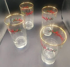 Holly Ribbons (Discontinued) Royal Worcester Highball Glasses set of 4 - Picture 1 of 14