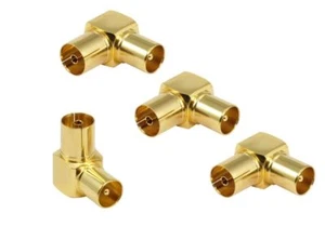 4x Antennen Winkeladapter, massiver Vollmetall Adapter, Koax Stecker-Kupplung - Bild 1 von 1