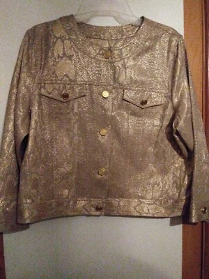 Ruby Rd Jacket size 12 snakeskin print with tan & metalic gold, button down  - Image 1 of 4