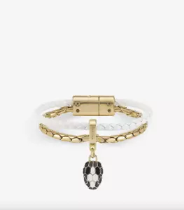 BVLGARI Serpenti Forever White Leather Snake Charm Cable Bracelet - Picture 1 of 6