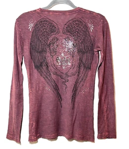 Camisa Para Mujer Sinful by Affliction Manga Larga Talla Mediana Y2K Grunge Gótica EE. UU. - Imagen 1 de 7