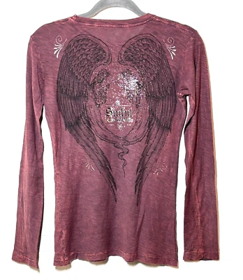 Sinful by Affliction Women's Long Sleeve Shirt Size Medium Y2K Grunge Goth USA - Image 1 of 4