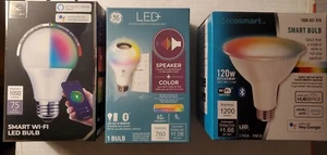 Smart Led Light Bulbs Bluetooth WI-FI Color Changing Speaker Built In W /Remote - Picture 1 of 7