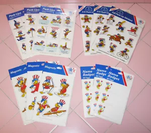 NEW 1984 Olympics Los Angeles Stickers Magnets Name Tags Souvenir Swim Weight - Picture 1 of 5