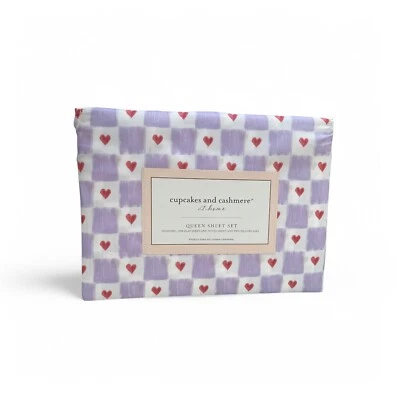 Cupcakes & Cashmere QUEEN Hearts Sheet Set Valentines New - Image 1 of 4