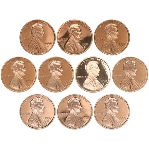 1990-1999 S Lincoln Memorial Cent Gem Deep Cameo Proof Run 10 Coin Set US Mint Cover