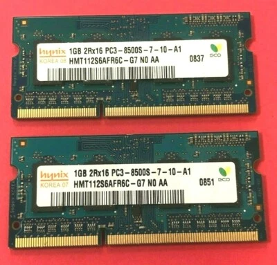 🔥Hynex 2GB (2X1GB) 2Rx16 PC3-8500S Laptop Memory RAM HMT112S6AFR6C-G7  - Image 1 of 2