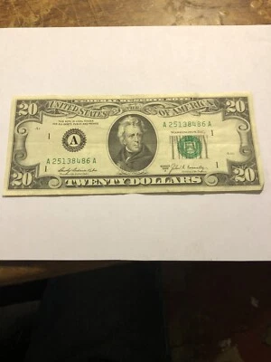 $20 federal reserve note, series 1969-A, boston, mass, kabis & connally signatur - Image 1 of 4