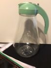 Vintage Large Syrup Pitcher, Green Plastic Top/Handle with large glass container
